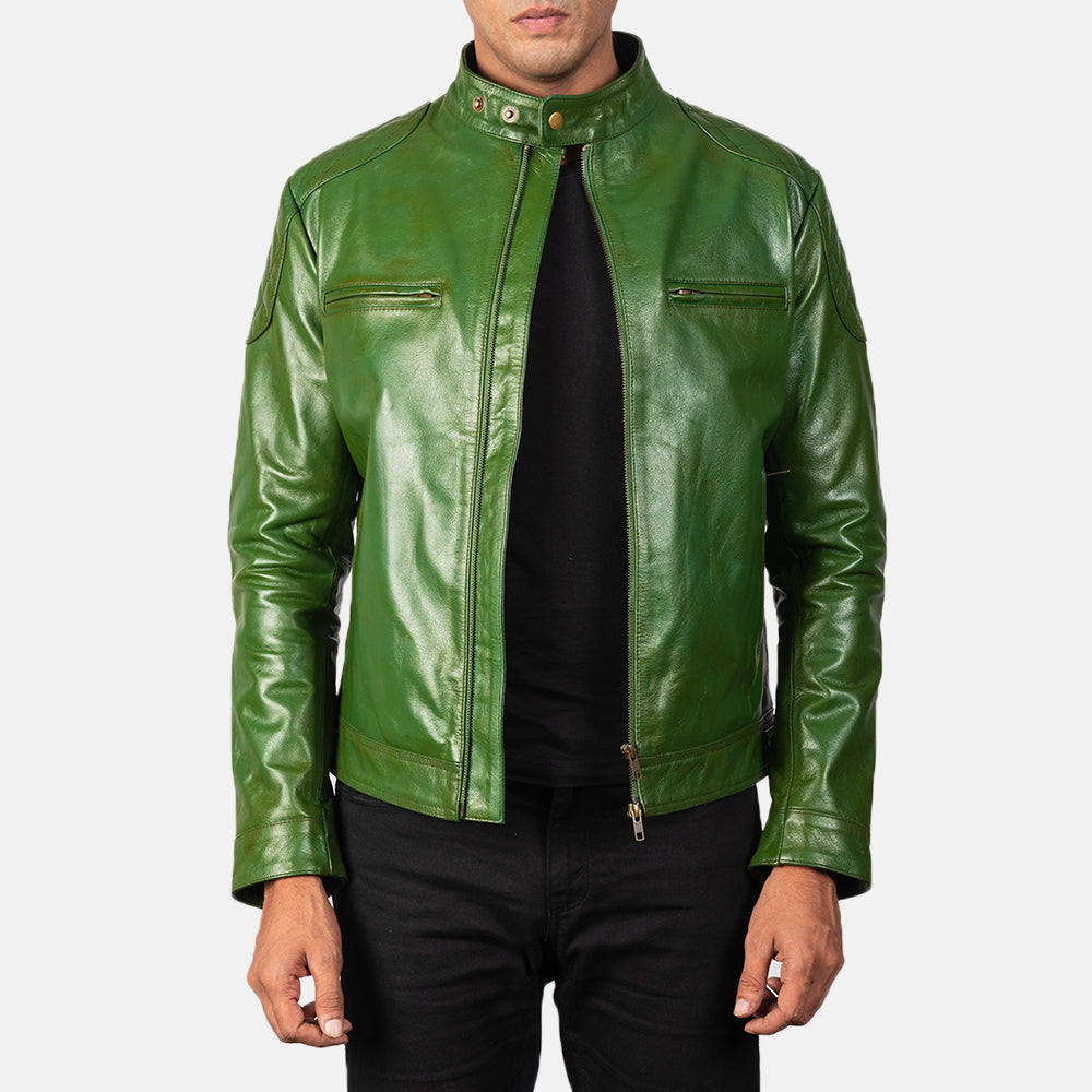 Mens Leather Jackets Motorbike Jackets Ireland Men's Gatsby Green
