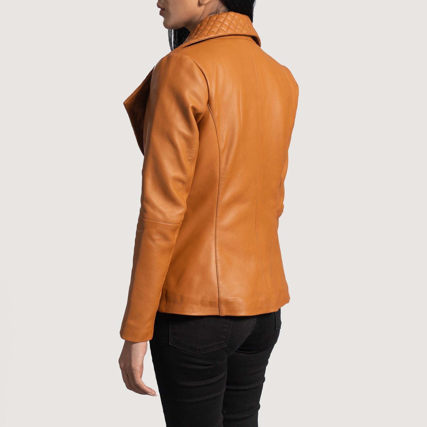 Tan leather blazer outlet