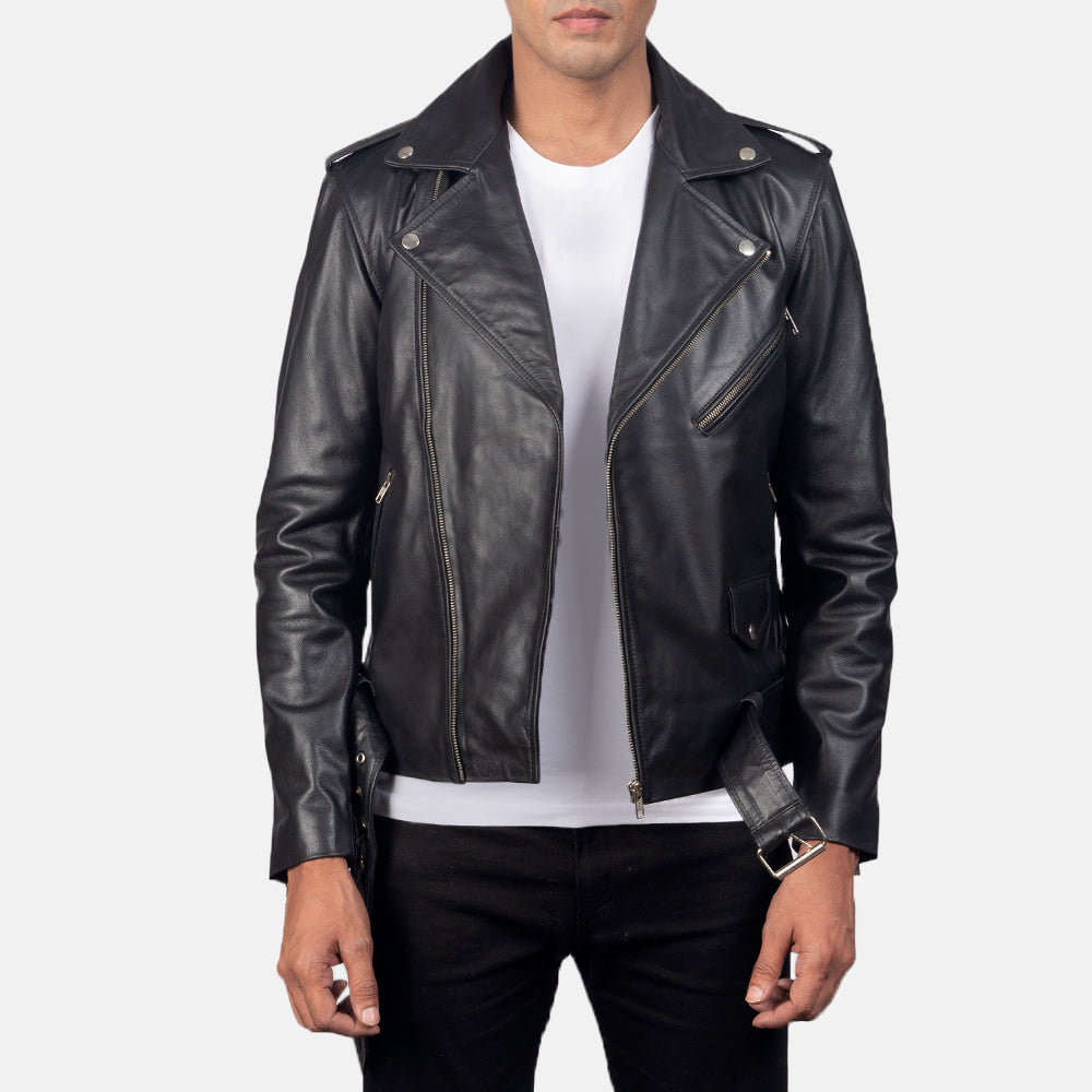 Leather double rider jacket shop