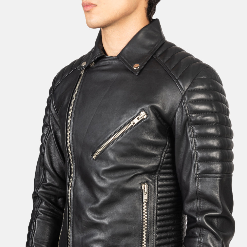 Men s Armand Black Leather Biker Jacket The Jacket Maker