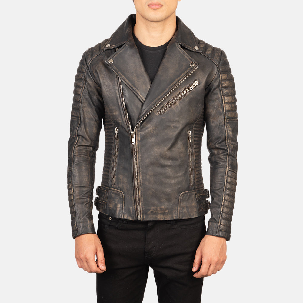 Distressed leather blazer sale