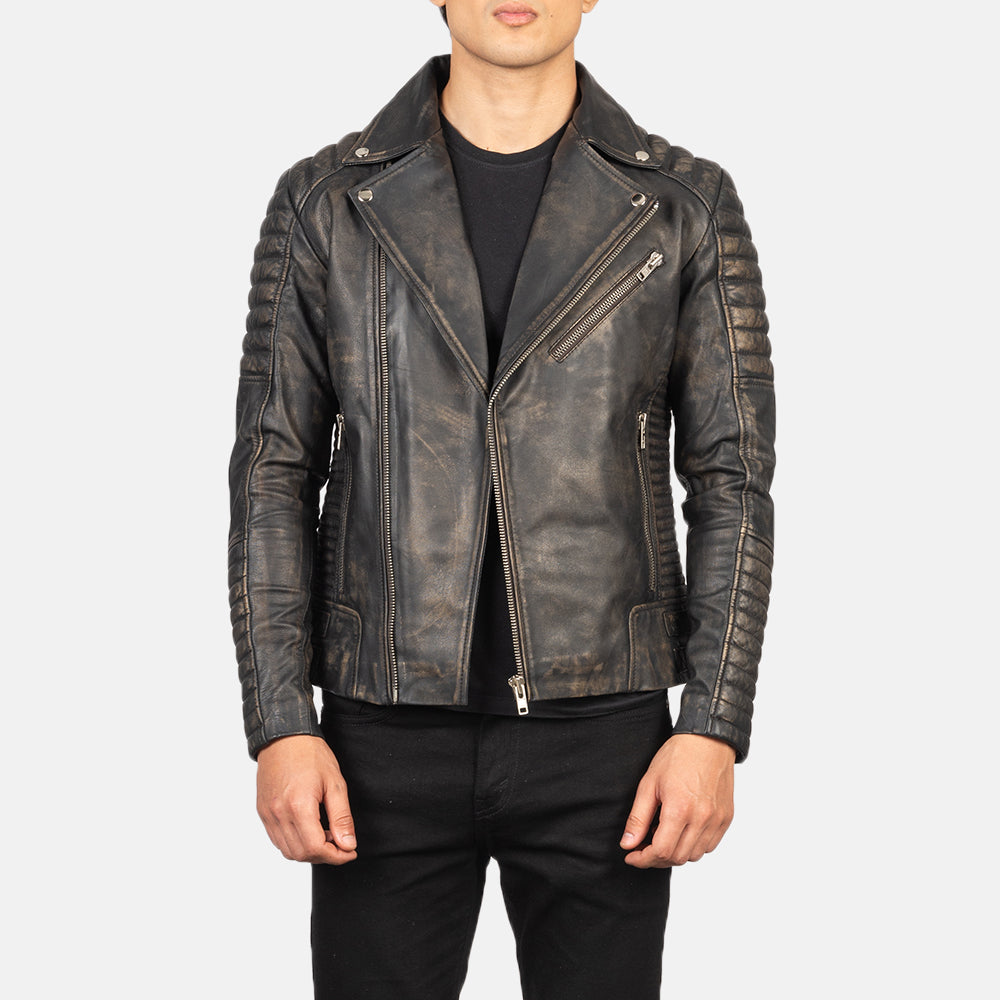 Jasper leather biker jacket clearance
