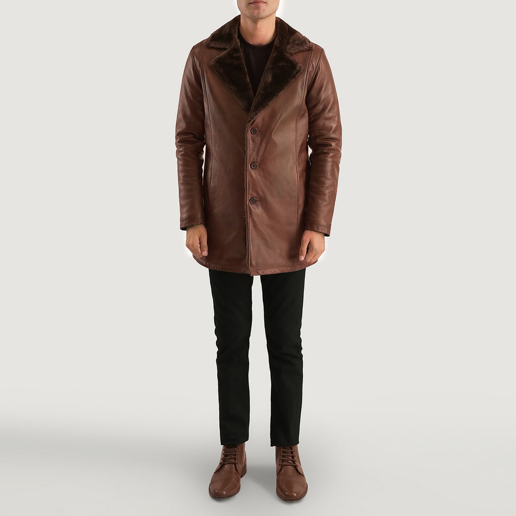 Mens leather full top length coats