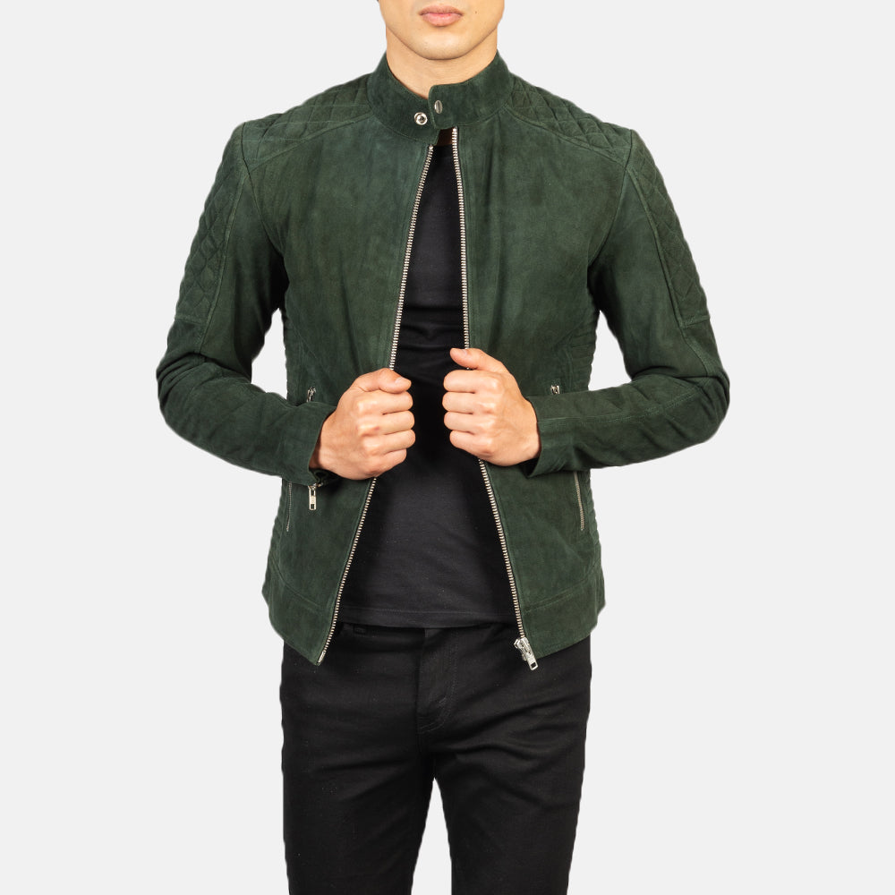 Green suede jacket mens outlet