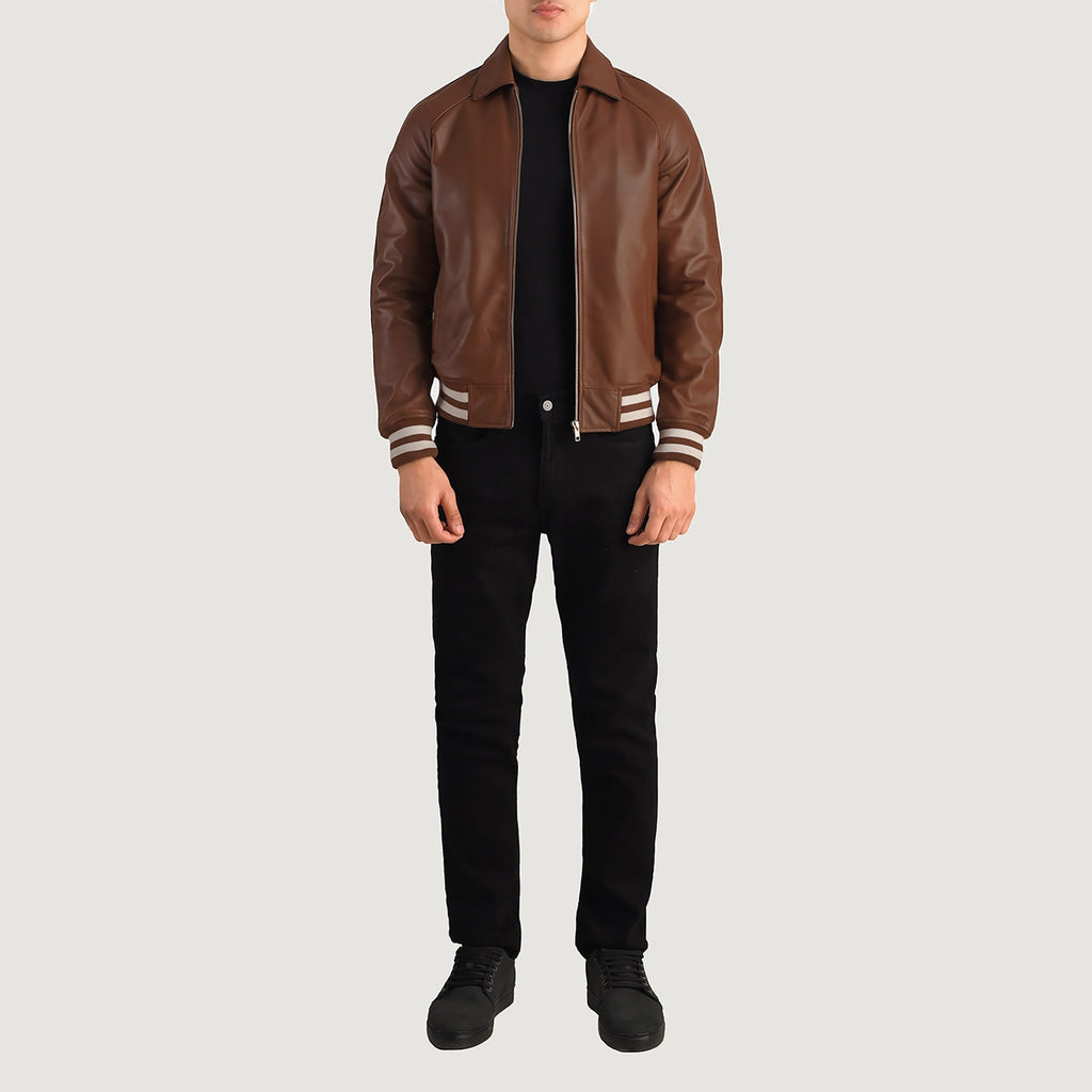 Men's leather varsity sales jackets