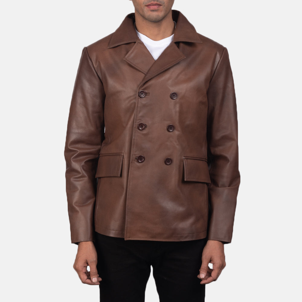 Mens double breasted leather blazer new arrivals