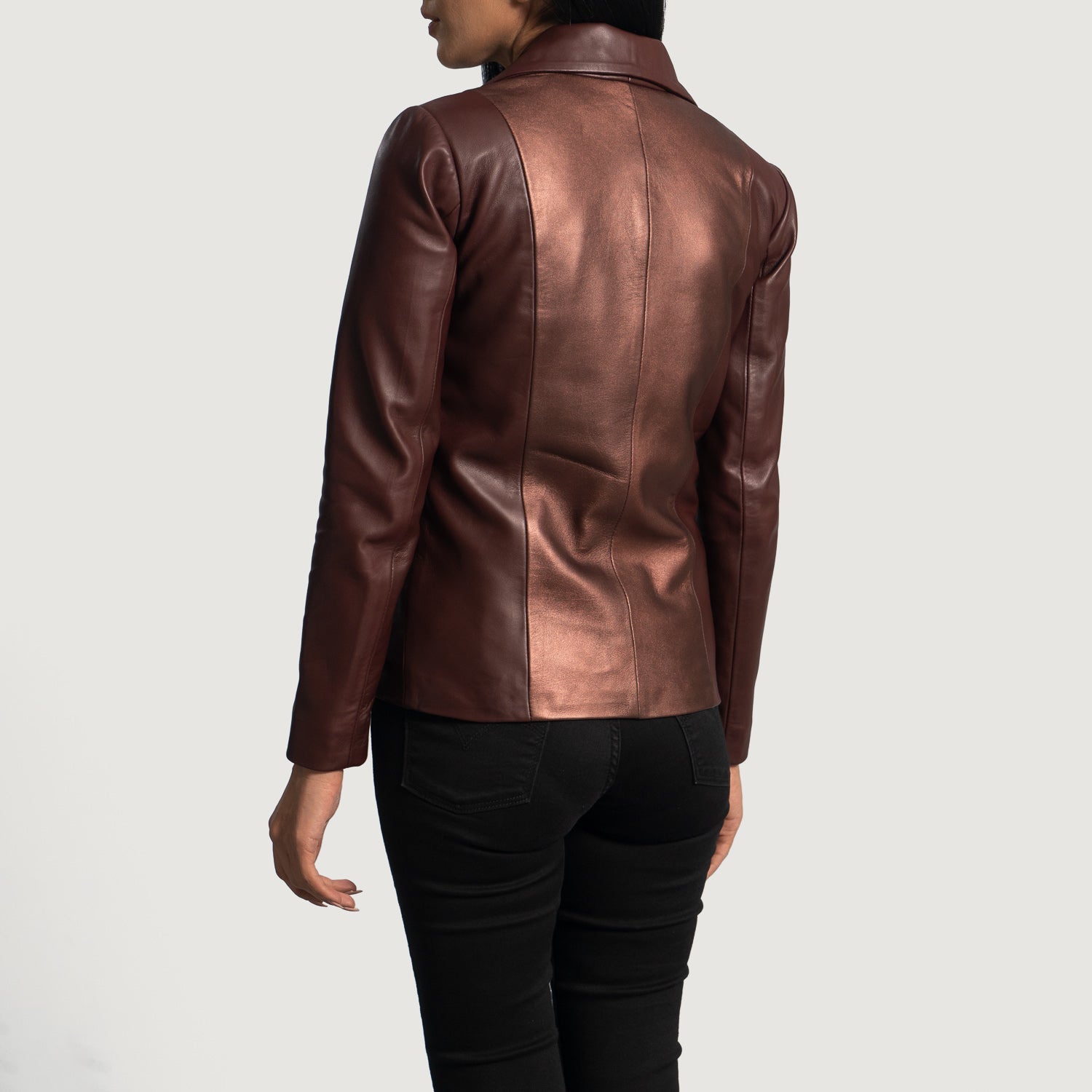 Maroon leather blazer outlet