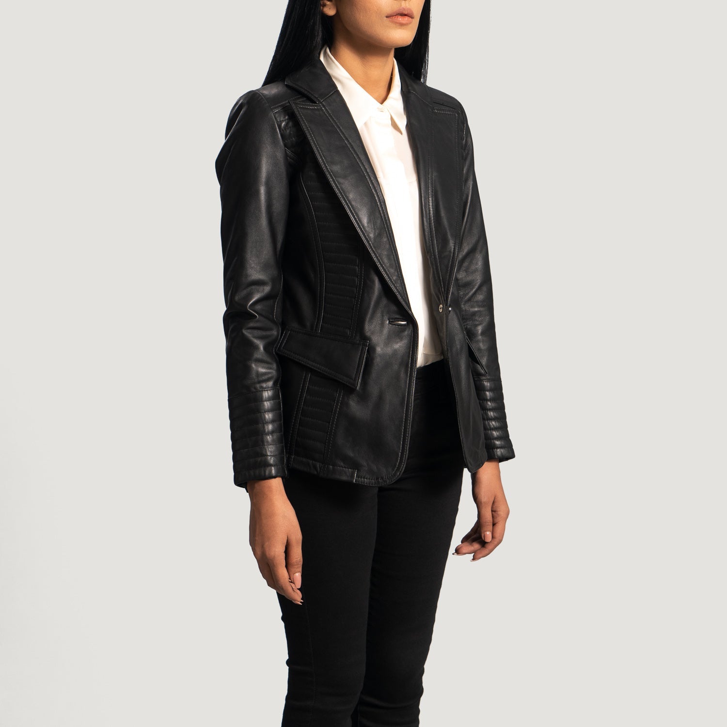 Black leather blazer jacket best sale