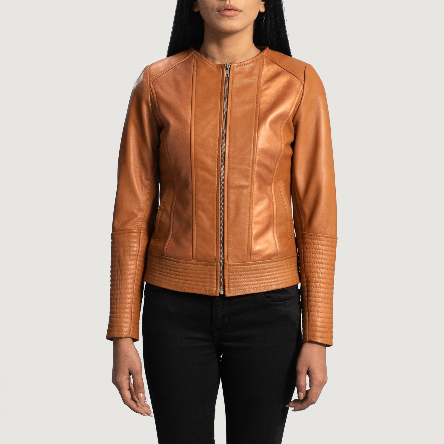 Tan biker jacket womens cheap