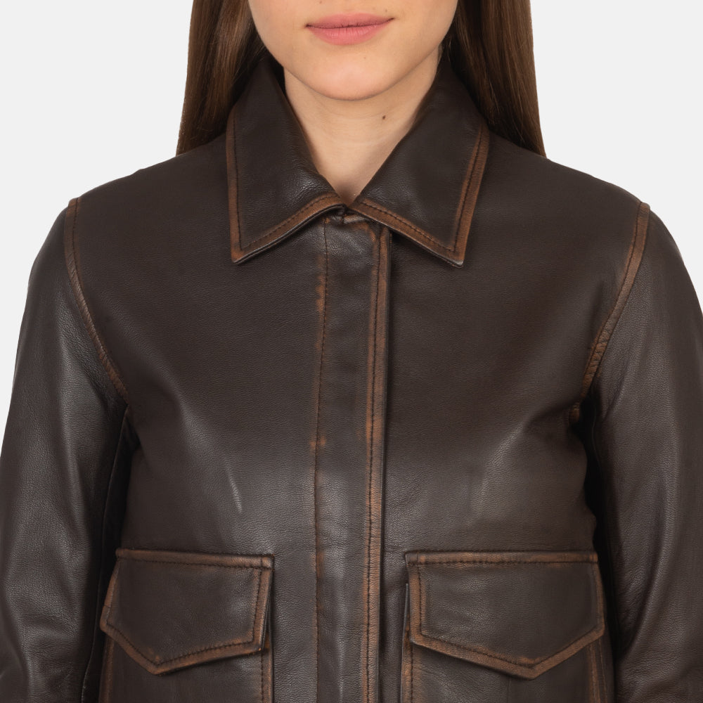 Women s Westa A 2 Brown Leather Bomber Jacket The Jacket Maker