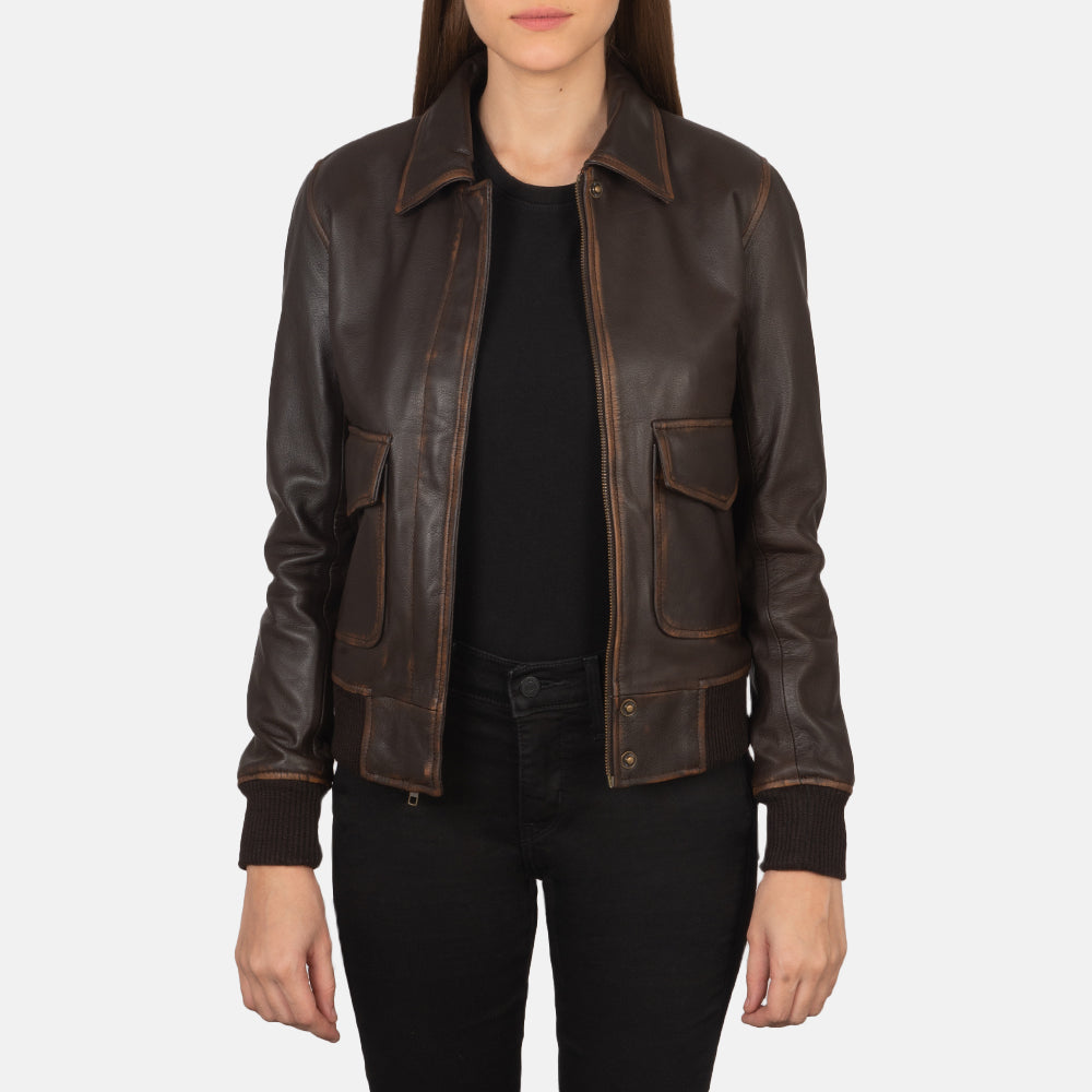 Women s Westa A 2 Brown Leather Bomber Jacket The Jacket Maker
