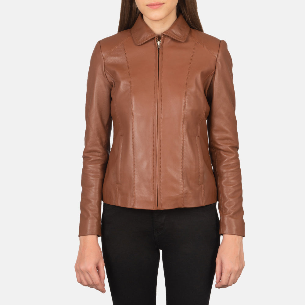 Brown leather jacket women Outlet