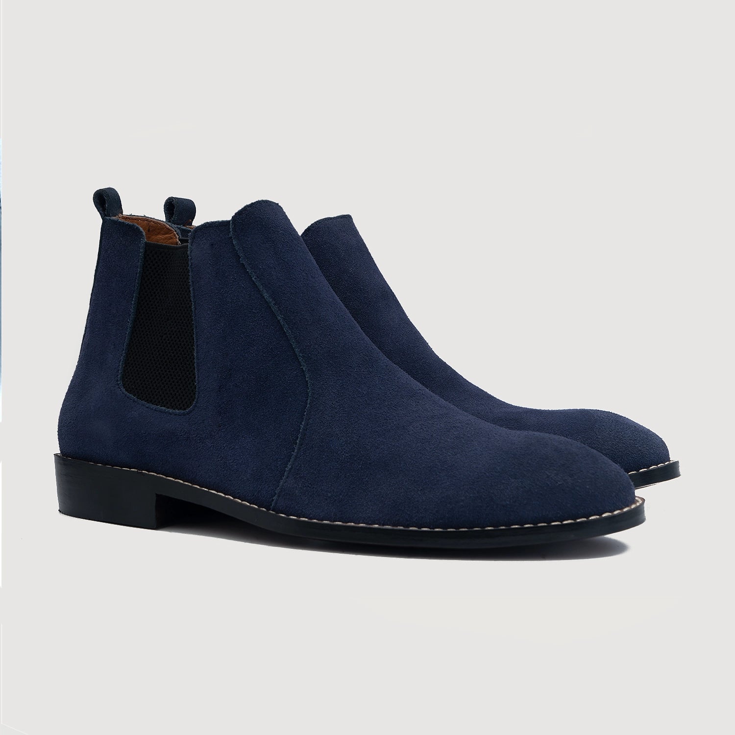 Mens navy blue leather boots top