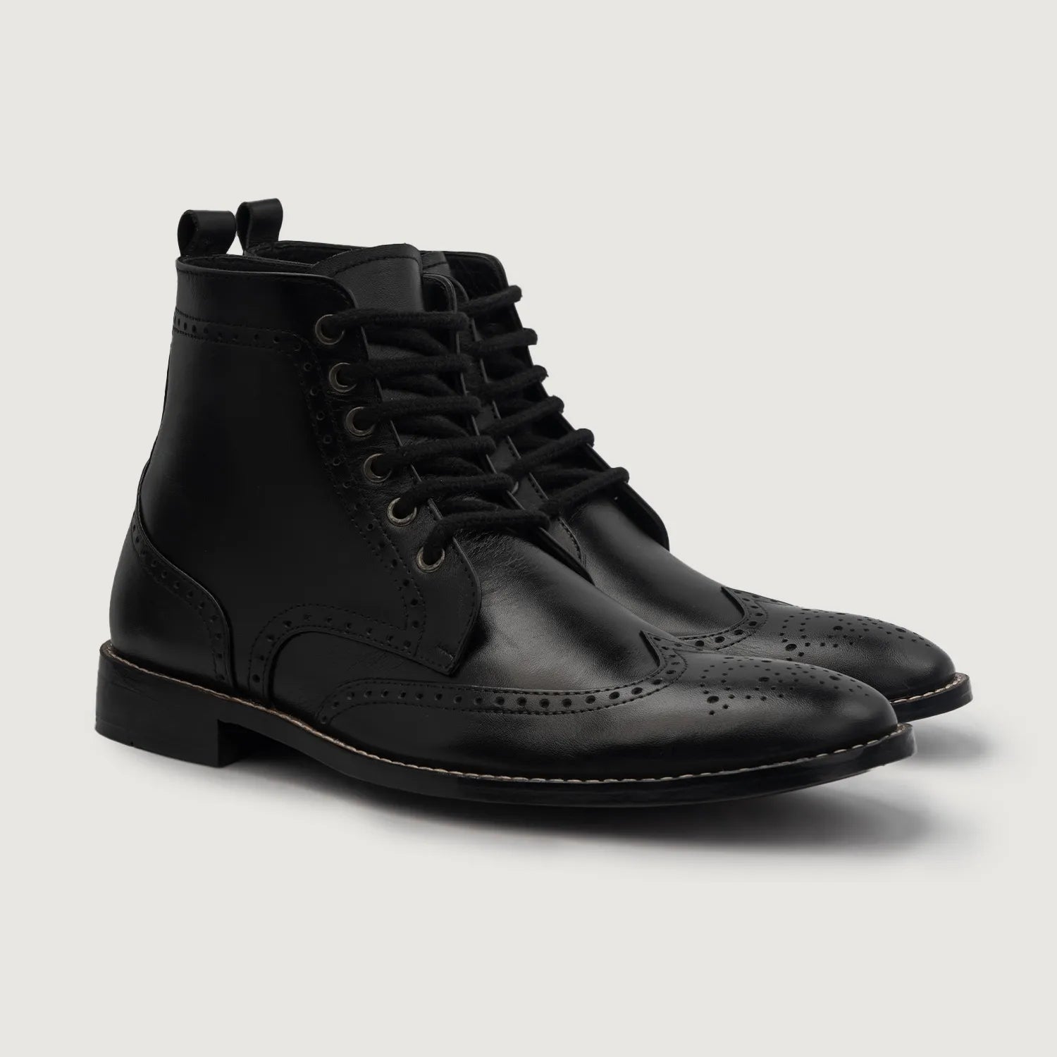 Men's Duster Brogues Derby Black Leather Boots – The Jacket Maker