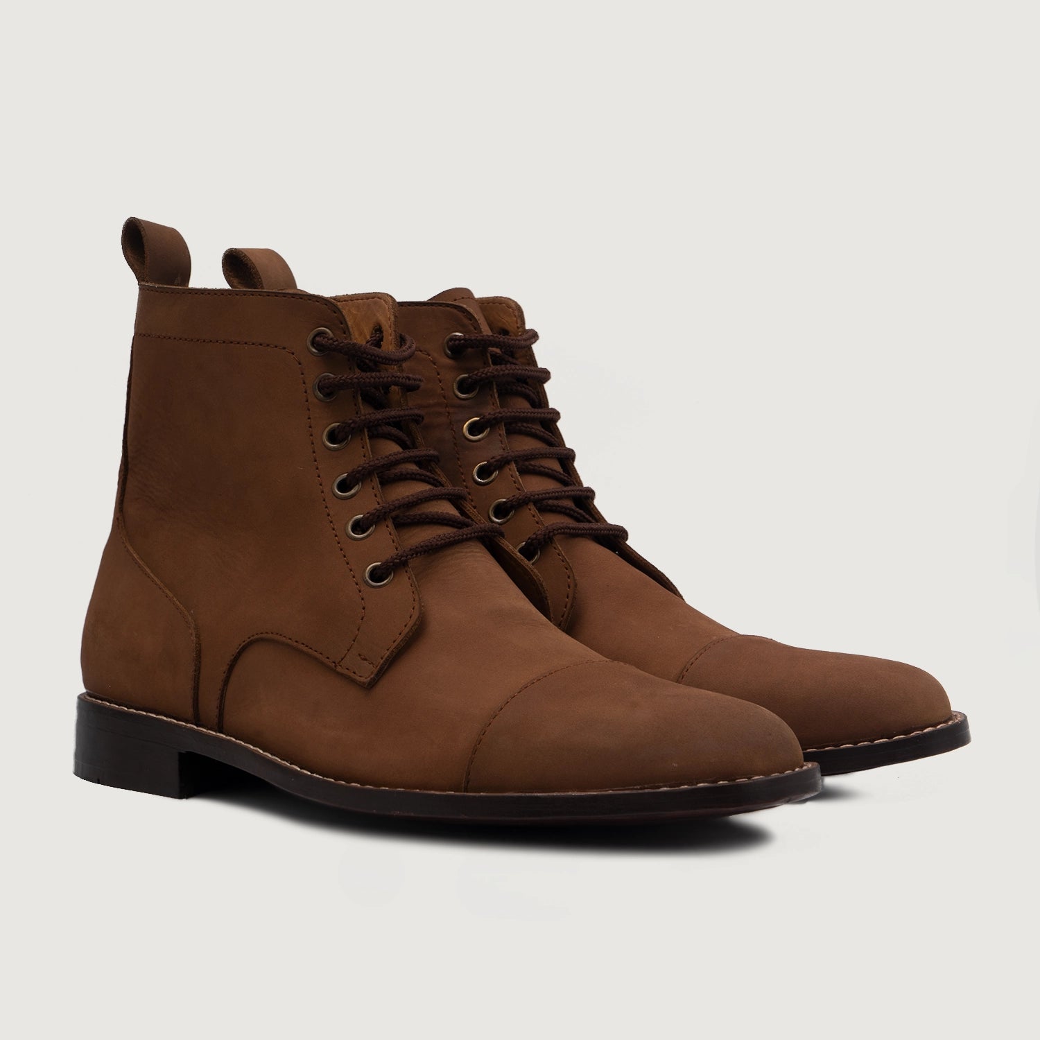 Men s Knight Derby Oil Pull up Brown Leather Boots The Jacket Maker