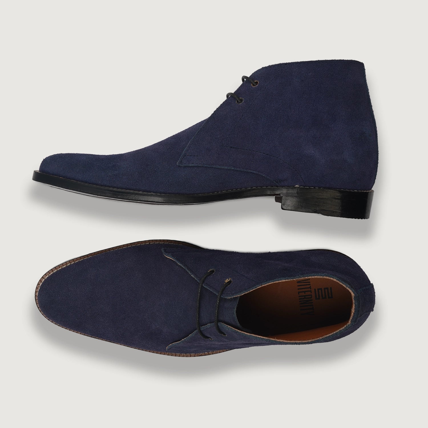 Mens blue leather chukka boots on sale