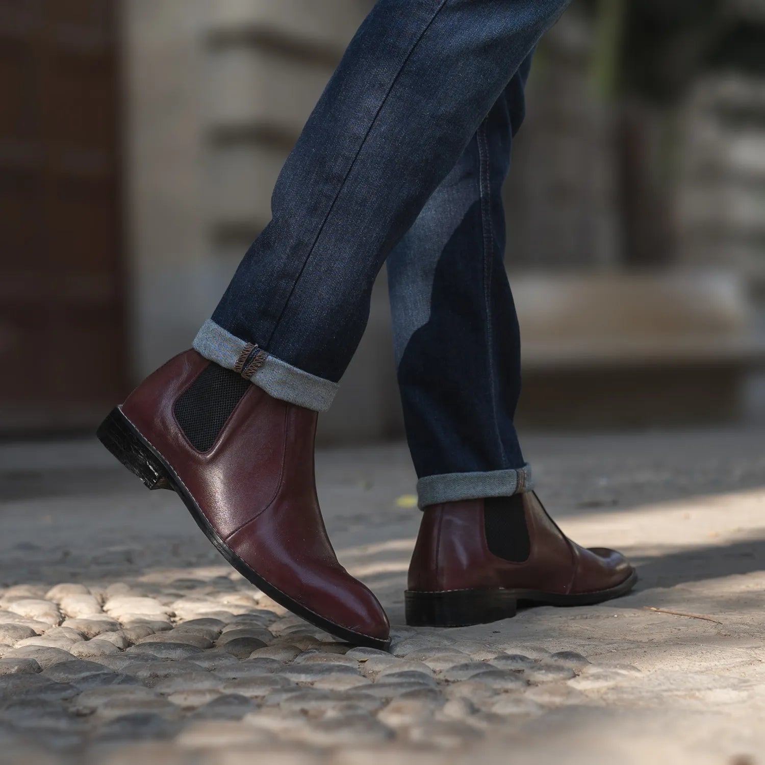 Men s Clarkson Chelsea Maroon Leather Boots The Jacket Maker