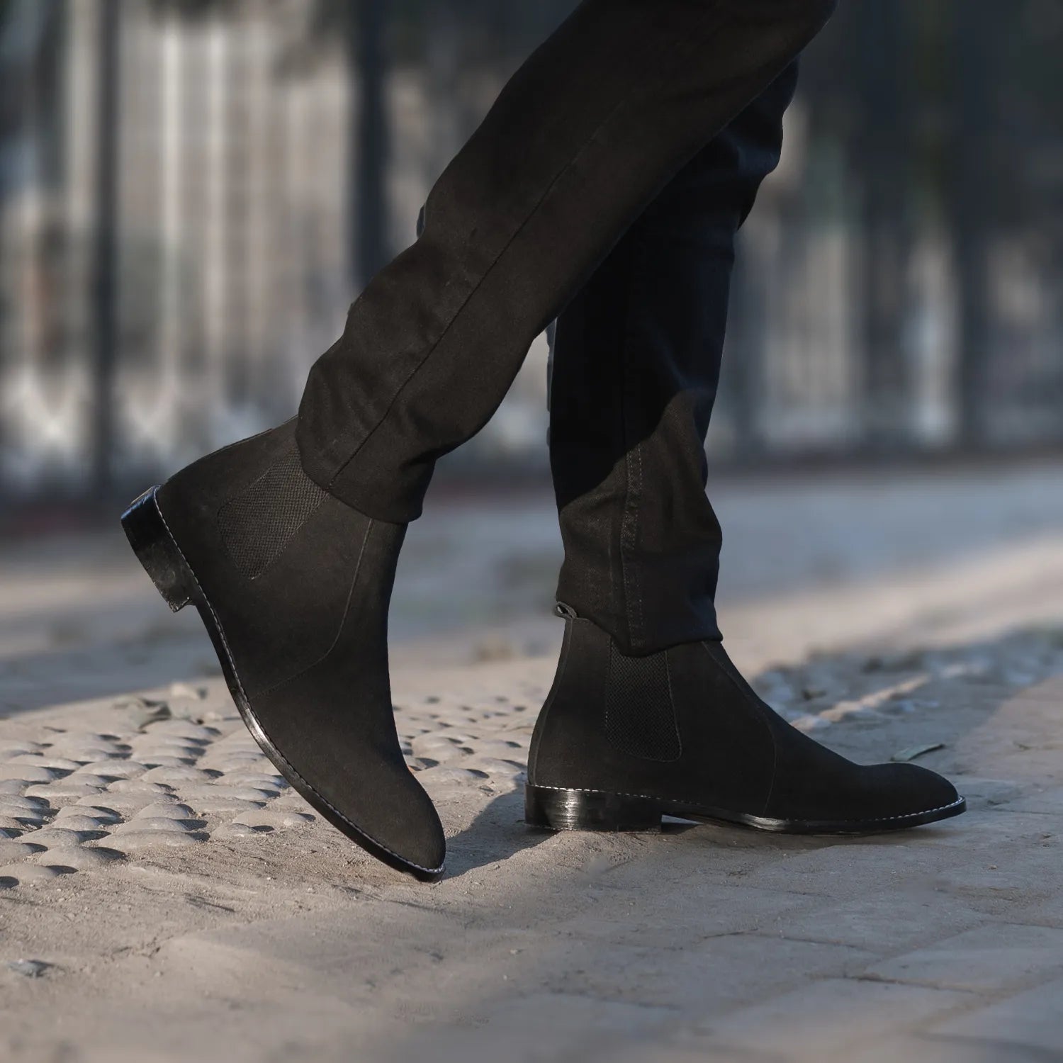 Men s Clarkson Chelsea Black Suede Leather Boots The Jacket Maker