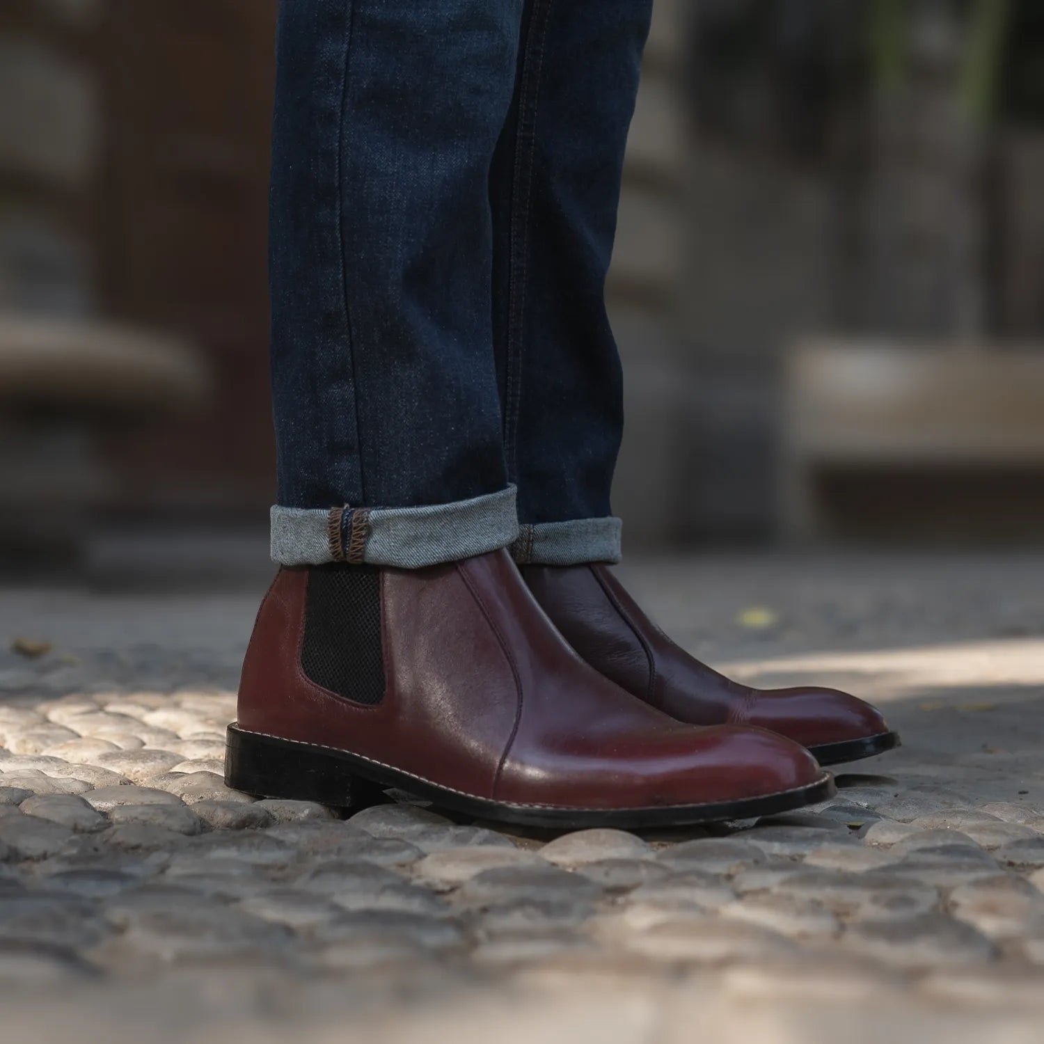 Men s Clarkson Chelsea Maroon Leather Boots The Jacket Maker