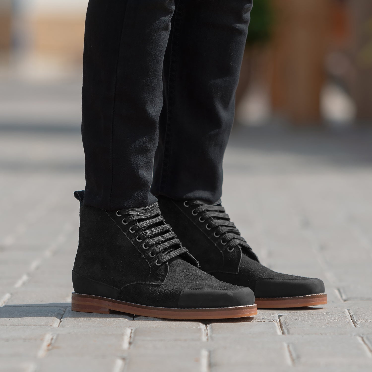 Men s Carnell Moc Toe Black Suede Boots The Jacket Maker