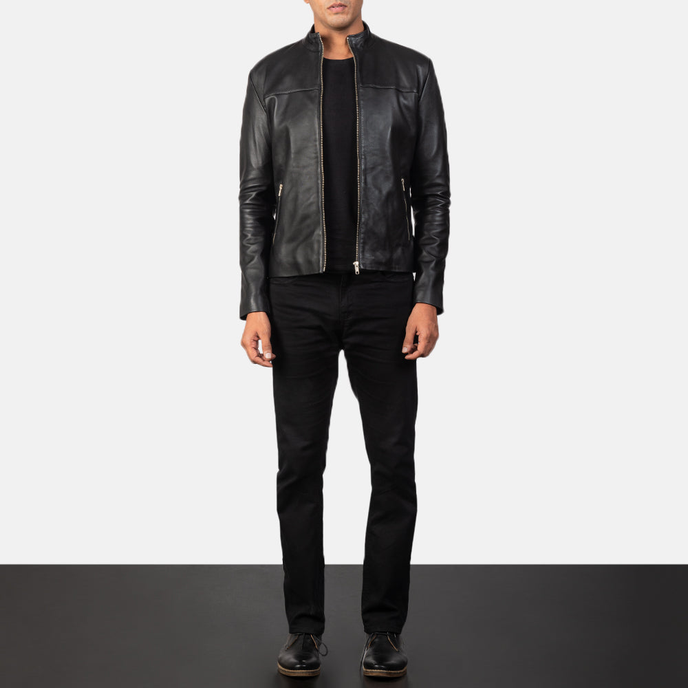 Men's Adornica Black Leather Biker Jacket – The Jacket Maker