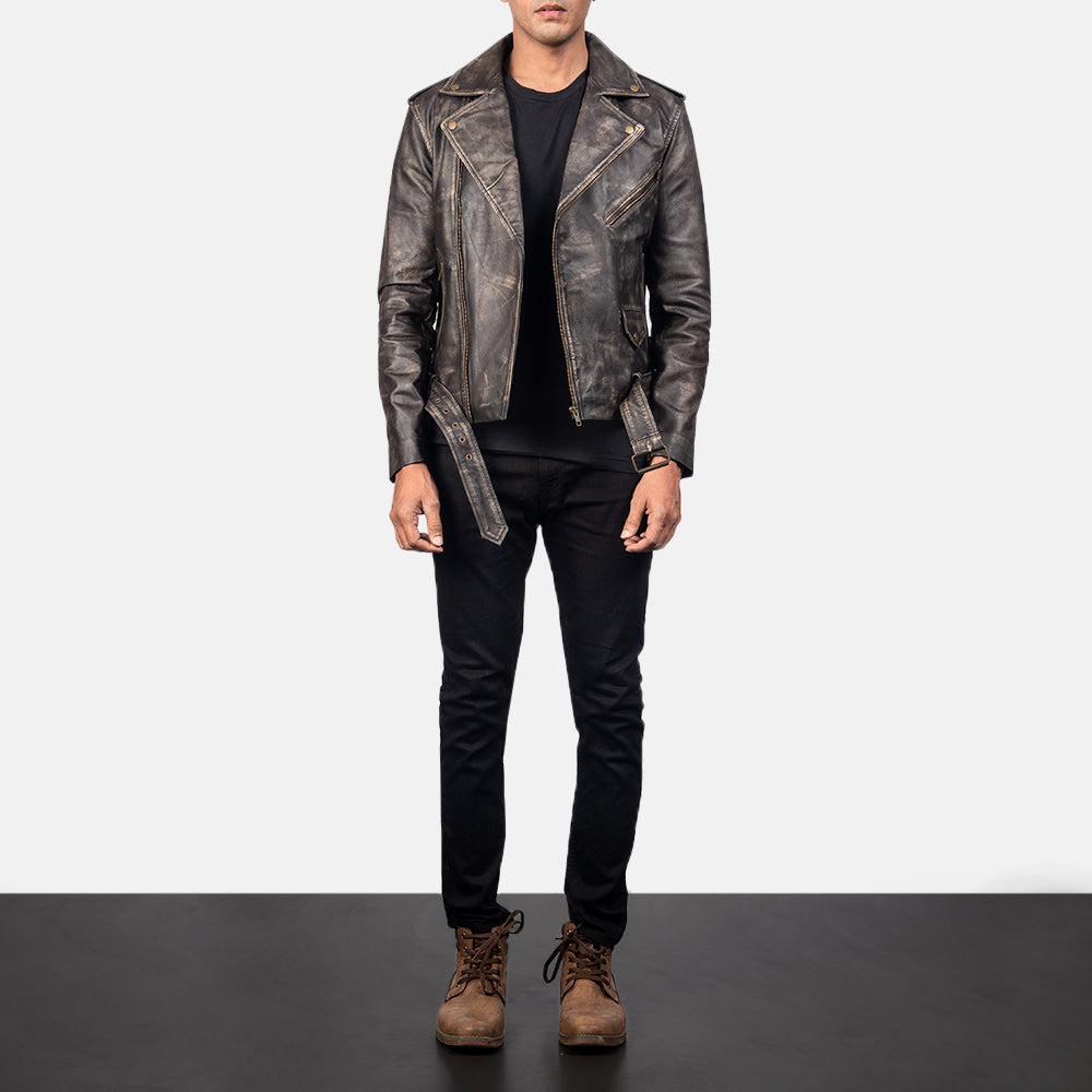 Mens padded leather hotsell motorcycle jacket