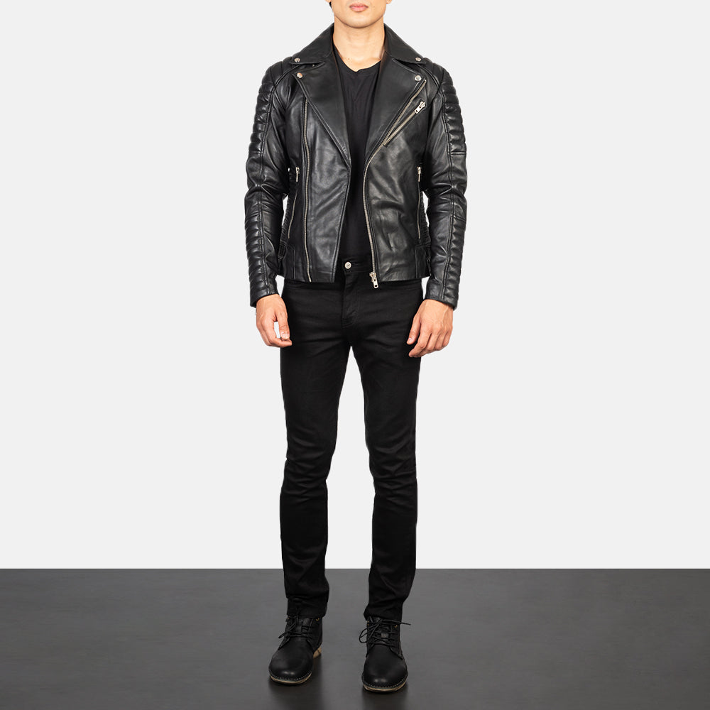 Mens short leather jacket store