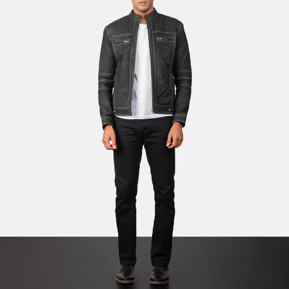 Men's Youngster Distressed Black Leather Jacket – The Jacket Maker
