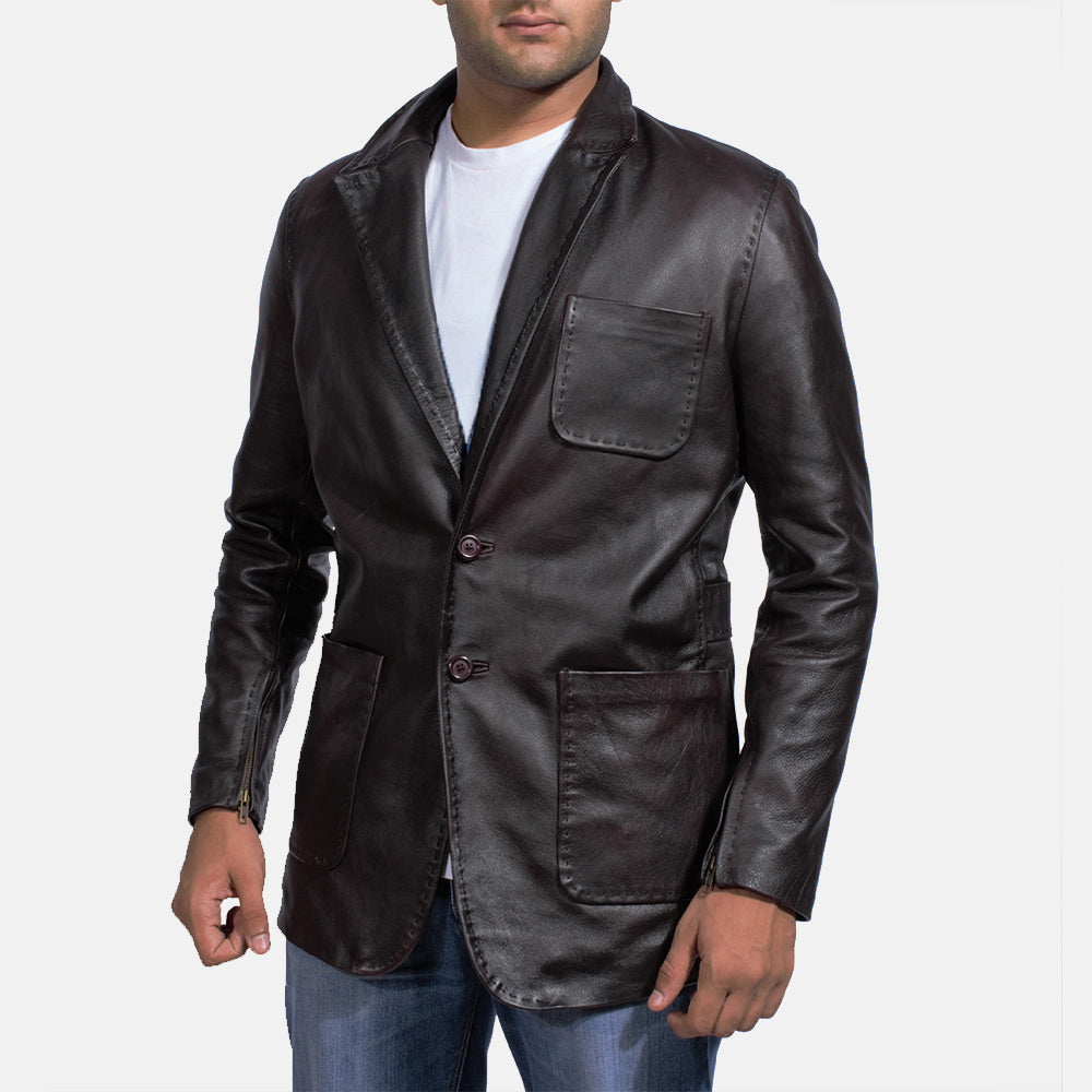 Mens leather sports jacket outlet