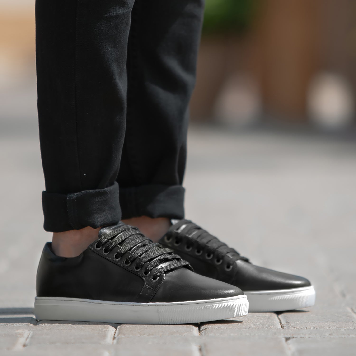 Men's Murphy Low Top Black Leather Sneakers – The Jacket Maker