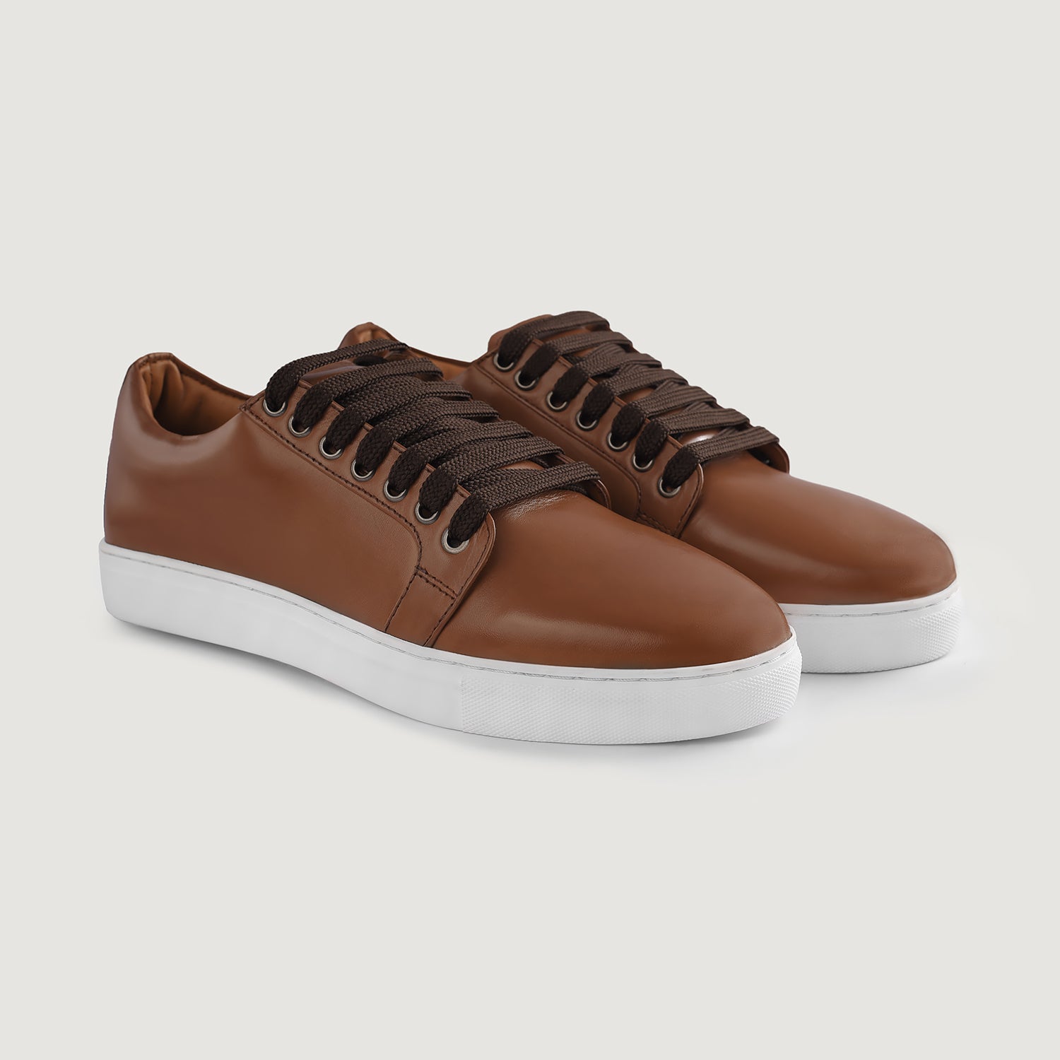 Cognac leather sneakers hotsell