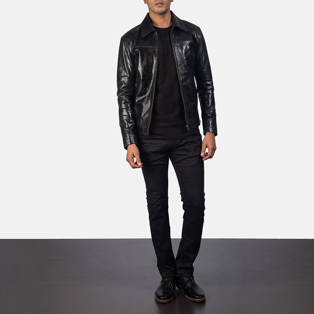 Mens leather online jacket with hoodie